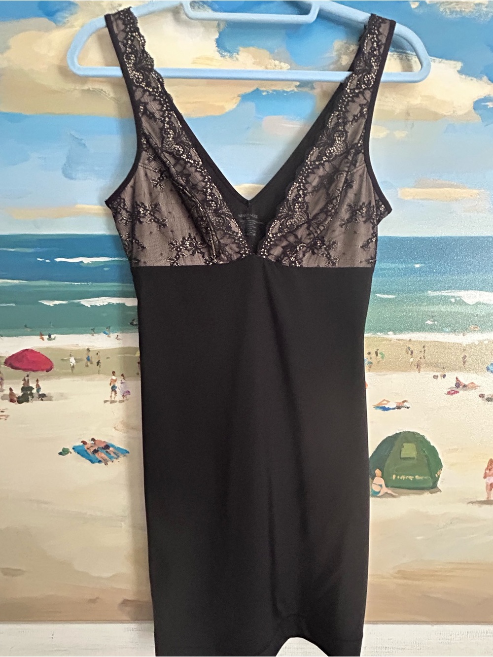 Black Lace-Trim body Shaping Slip Dress - Women's Intimates